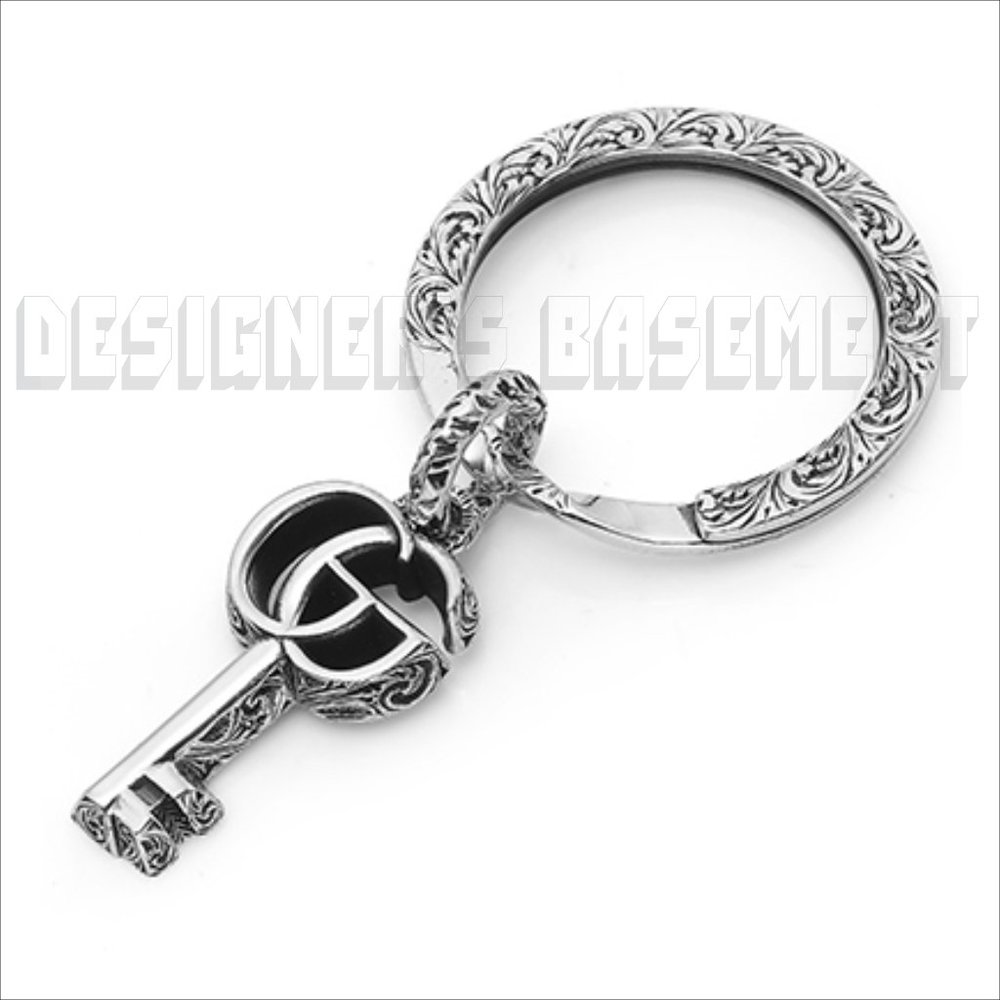 GUCCI 925 Sterling Silver MARMONT GG Arabesque engraved Pendant Keychain NIB 🎁